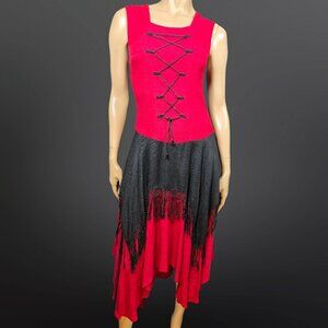 Vintage 90s Medieval Renaissance Dress Size XS Gothic Fairy Witchy Lace Up